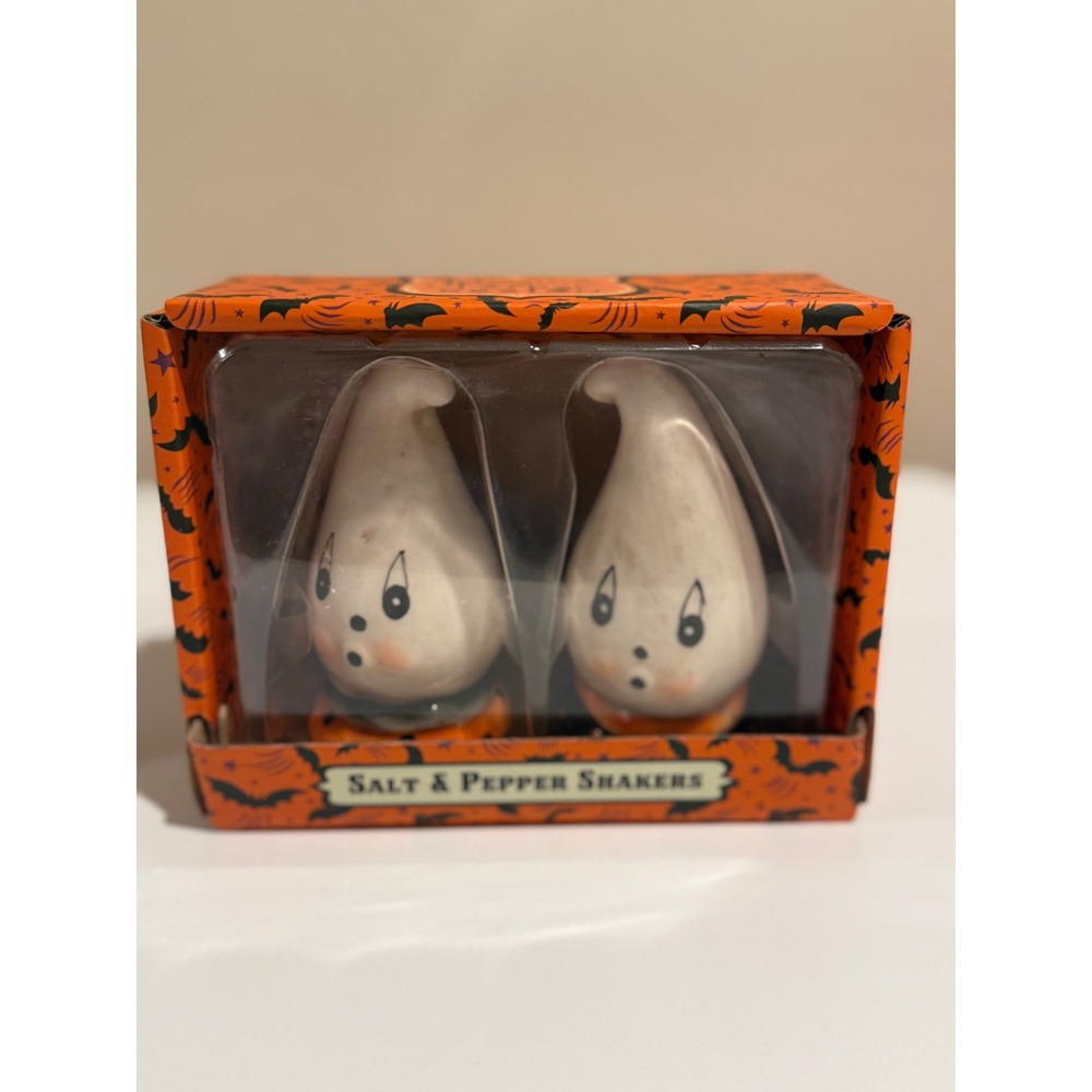 Johanna Parker Design Halloween Ghost Salt and Pepper Shaker Set Vintage Style